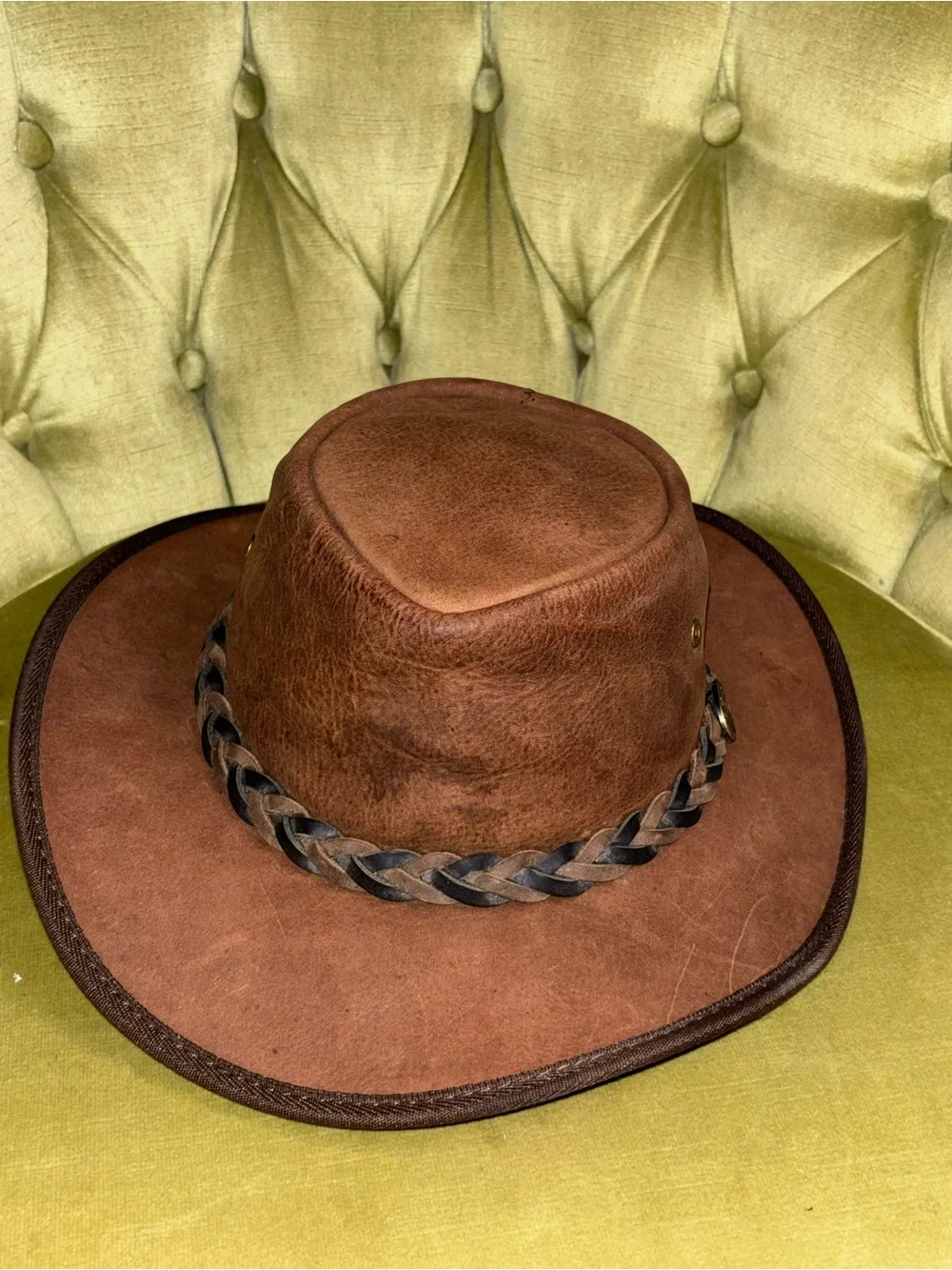 Barmah Squashy Bronco Hat Cattle Leather Made In USA Brown - Large 57